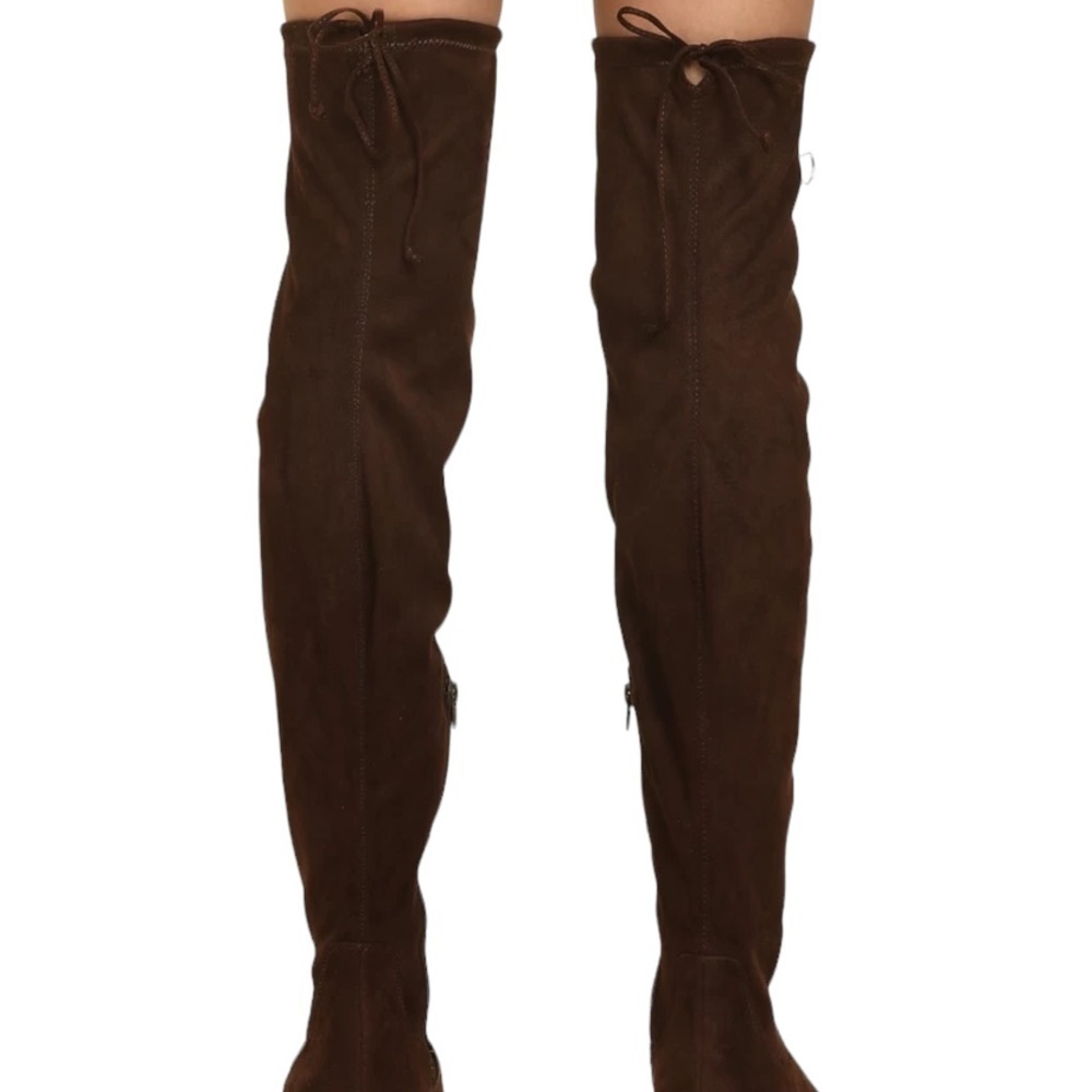 Forever 21 Over the Knee Brown Faux Suede Leather Boots. - Picture 7 of 13